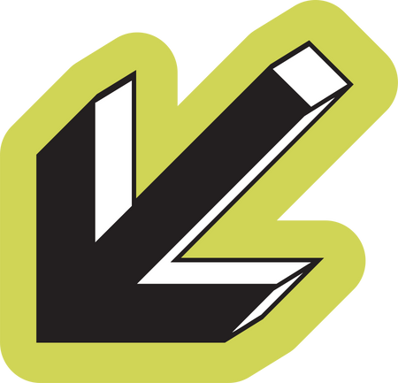 Black and white arrow logo with a green border on a white background